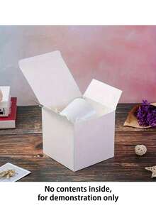 25PCS White Paper Cardboard Boxes With Lid, Multipurpose Holiday Decorative Boxes, Craft Store Item Packaging, Suitable For Crafts, Party Favors, Bridesmaids & Groomsmen, Valentine's Day Gifts, Easy Assembly - White - View 5