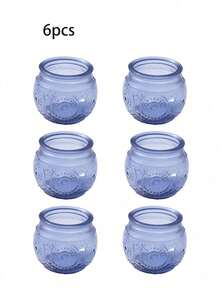 Cirelle 6pcs Embossed Glass Votive Candle Holders, Retro Round Glass Tealight Cup For Votive Candles, Decorative Glass Candle Jar For Dining Table, Spa, Wedding Centerpiece & Holiday Decor - multicolor - View 16