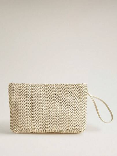 Wovira Ladies Fashion Beige Clutch Bag, Exquisite Hollow Woven Craft Envelope Bag, Compact And Lightweight, For Daily, Commuting, Vacation, Travel, Bohemian