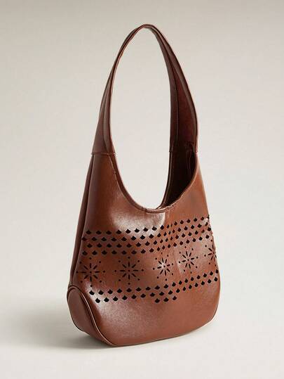 Wovira Ladies Bag Handmade Sense, Urban Fashion, Old Money Style, Hollow Flower Craft, Shoulder Bag, HOBO Bag, Large Capacity Suitable For Daily Commuting