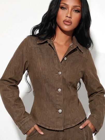 Normani Women's Fashion Street Long Sleeve Single-Breasted Denim Jacket