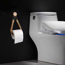 2pcs Handmade Jute Rope Toilet Paper Holder, Vintage Style Hook, Wall-Mounted Towel Ring, Toilet Paper Holder With Hook, Towel Rack, Natural Jute Rope, Bathroom Accessories - khaki - View 3
