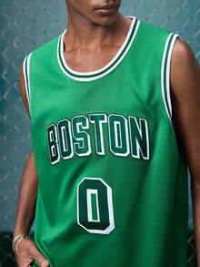 EVRINFINITE Men's Basketball Jersey, #0 Green Embroidered Sports Vest Spring Fall - Green - View 6