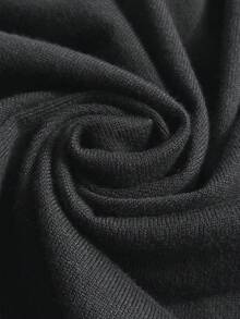 Comfortcana Autumn/Winter Sexy Deep V-Neck Solid Color Button Cardigan Plus Size - Black - View 6