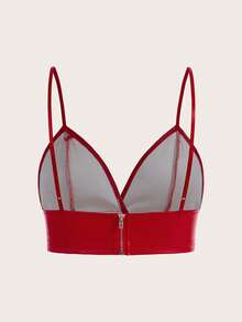 SHEIN ICON PU Leather Crop Cami Top - Red - View 2