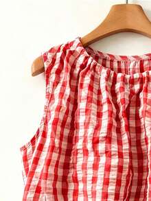 Linhara Spring/Summer New Vacation Casual Style Pattern Plus Size Women's Sleeveless Tank Top - Red - View 4