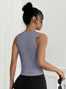 Easithlete 女款運動瑜伽極簡基礎背心 - 燧石 - 查看 2