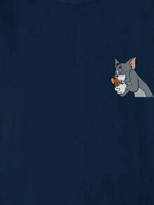 TOM & JERRY X SHEIN 青少年男孩卡通印花圓領短袖休閒T恤 - 白色 - 查看 6