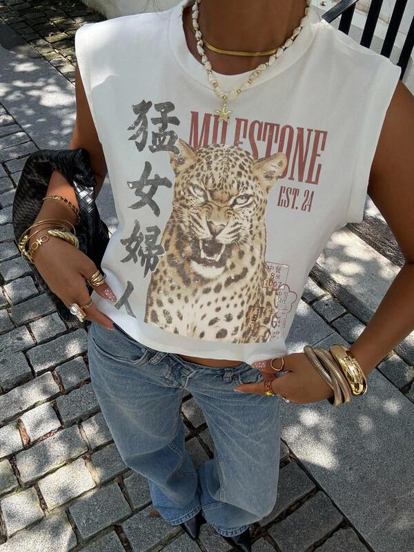 Siren Gaze 95% Cotton Women's Casual Crew Neck Cropped Sleeveless Tank Top, Suitable For Summer
