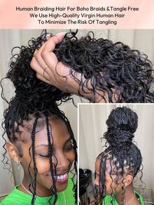 Boho Braids 100%人髮編髮髮束 波希米亞編髮 深波浪捲髮 4束/包 95g 全頭自然黑色散髮人髮接髮 無結編髮用 濕波浪 無髮簾 預分束編髮髮束 女用人髮接髮 - SNatural/4 - 查看 8