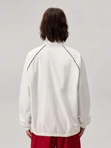 Vaulklash Men's Casual Street Wear Graphic Streetwear Letter Print Reflective Contrast Stripe Long Sleeve Jacket Beach Graduation College School White Autumn - White - View 3