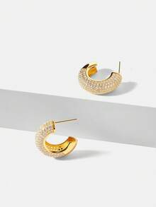 MOTF PREMIUM 18K GOLD-PLATED HIGH-END HALF-RING STUD EARRINGS NICHE DESIGN C-SHAPED EARRINGS COMMUTER WORKPLACE TEMPERAMENT EARRINGS - Yellow Gold - View 6