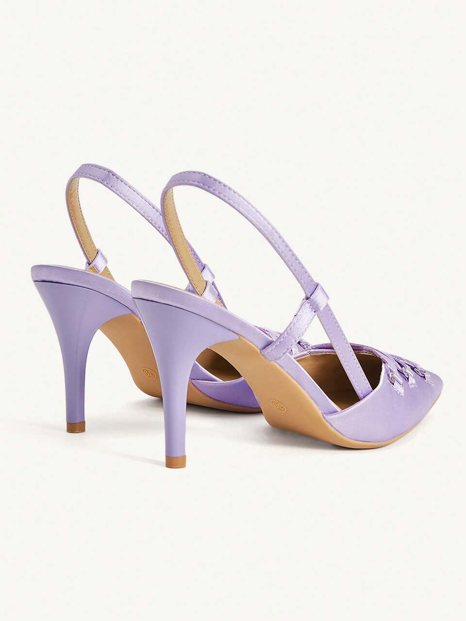 CUCCOO CHICEST French Taro Purple Satin Cross Strap Pointed Slingback Sandals Women's Temperament Thin Heel Low Vamp High Heels