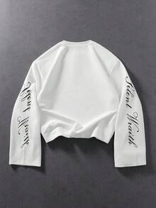ROMWE MEN Kaos Pria Lengan Panjang Longgar Kerah Henley Bahan Waffle - Putih - View 2