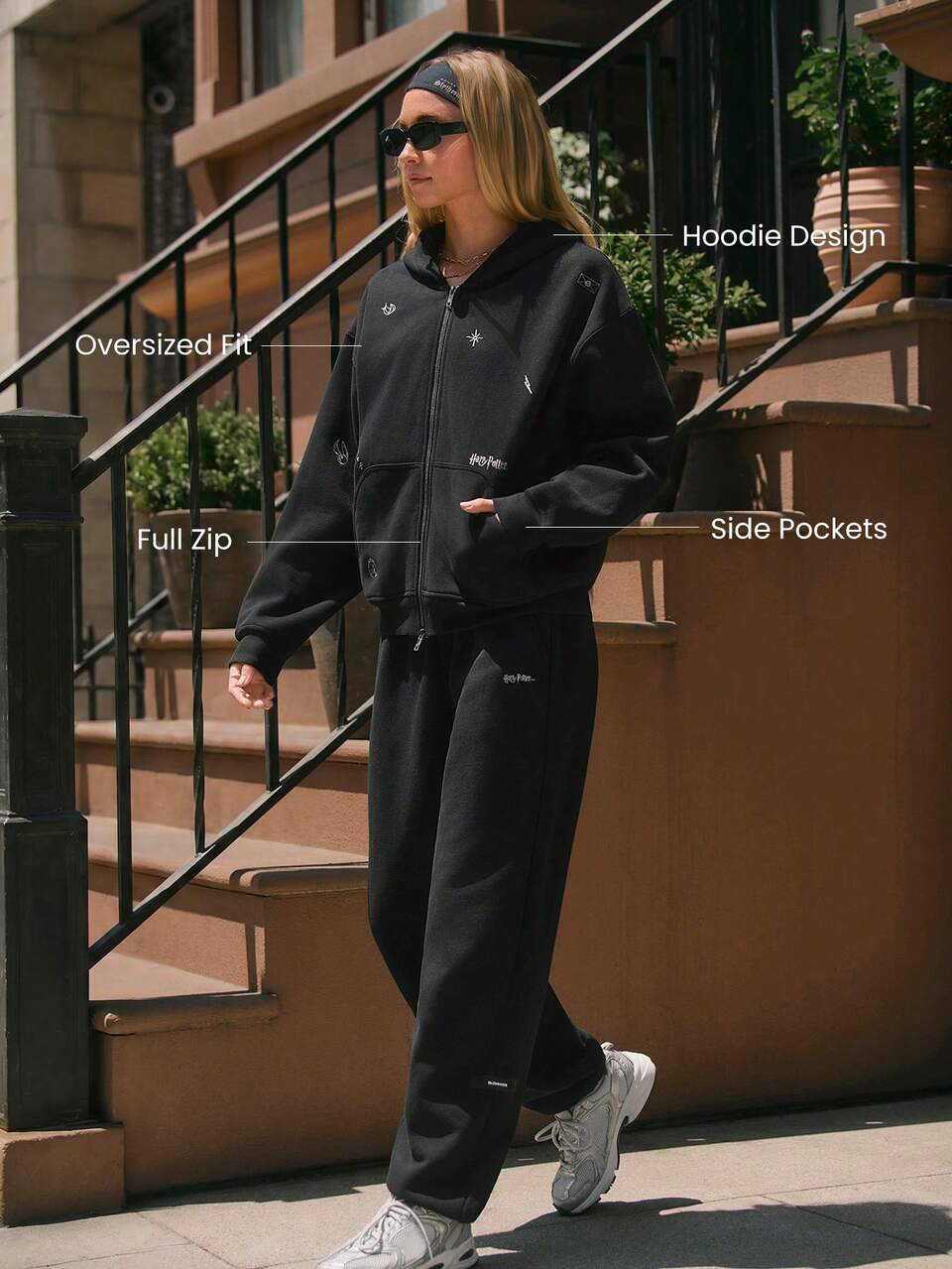 GLOWMODE X Harry Potter SoftCalm Modal Seeing Stars Oversized Full Zip Hoodie With Constellation Embroidery & Two-Way Zipper Daily Casual Summer Wear