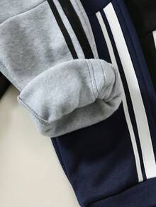 3件組小男孩對比色織帶彈性腰長褲，百搭舒適返校服裝，秋冬款 - 彩色 - 查看 7