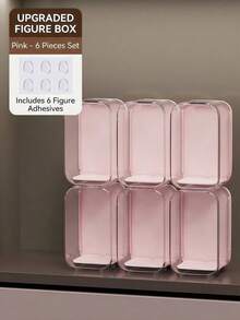 Zazumi 6pcs Transparent Acrylic Figure Display Box With Rounded Rectangle Showcase Structure And Stackable Desktop Organizer Design For Collectible Display Storage Featuring Clear Visibility Space Saving Arrangement And Minimalist Style - default - View 8
