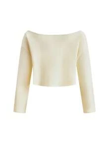Sweetness Light Yellow Bow Applique Embroidery Loose Cropped Women's Sweatshirt - Light Yellow - View 2