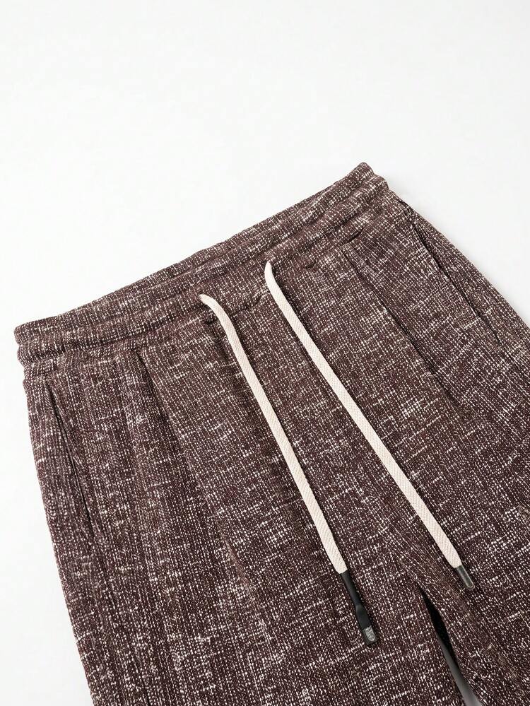 STEELVANCE Men's Drawstring Waist Pocket Pleated Wide Leg Loose Fit Long Pants - Coffee Brown - View 4