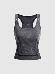 ROMWE Street Life Regata Feminina Degradê em Denim, Denim Macio Y2K Streetwear, Versátil Primavera/Verão Vintage - Azul - Visão 1
