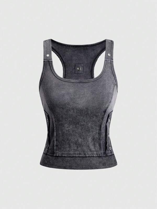 ROMWE Street Life Women's Gradient Denim Tank Top, Soft Denim Y2K Streetwear, Versatile Spring/Summer Vintage