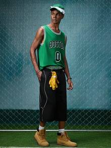 EVRINFINITE Men's Basketball Jersey, #0 Green Embroidered Sports Vest Spring Fall - Green - View 8