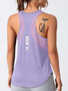 Solea Cove Solea Cove Tank Top Olahraga Kasual Wanita dengan Motif Huruf - Mauve Purple - View 3