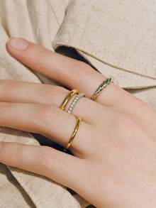Opalesca Gold And Silver Color Matching Multi-Layer Stacked Twist Ring - Multicolor - View 3