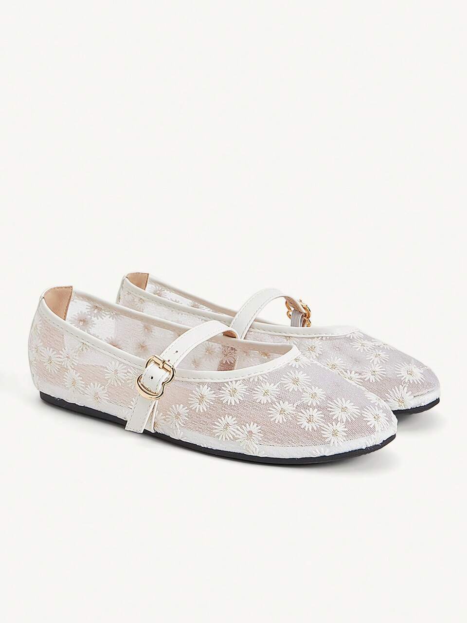 CUCCOO CHICEST Fashion Mesh Mary Jane Shoes, Round Toe With Women's Shoes, Comfortable And Breathable, Low Vamp Ballet Shoes, Simple Daily