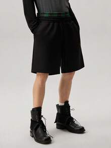 Men's Letter Print Drawstring Waist Casual Shorts - Grey - View 4