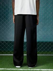 EVRINFINITE Men's Casual Loose Straight Leg Printed Sweatpants, Spring/Summer - Black - View 2