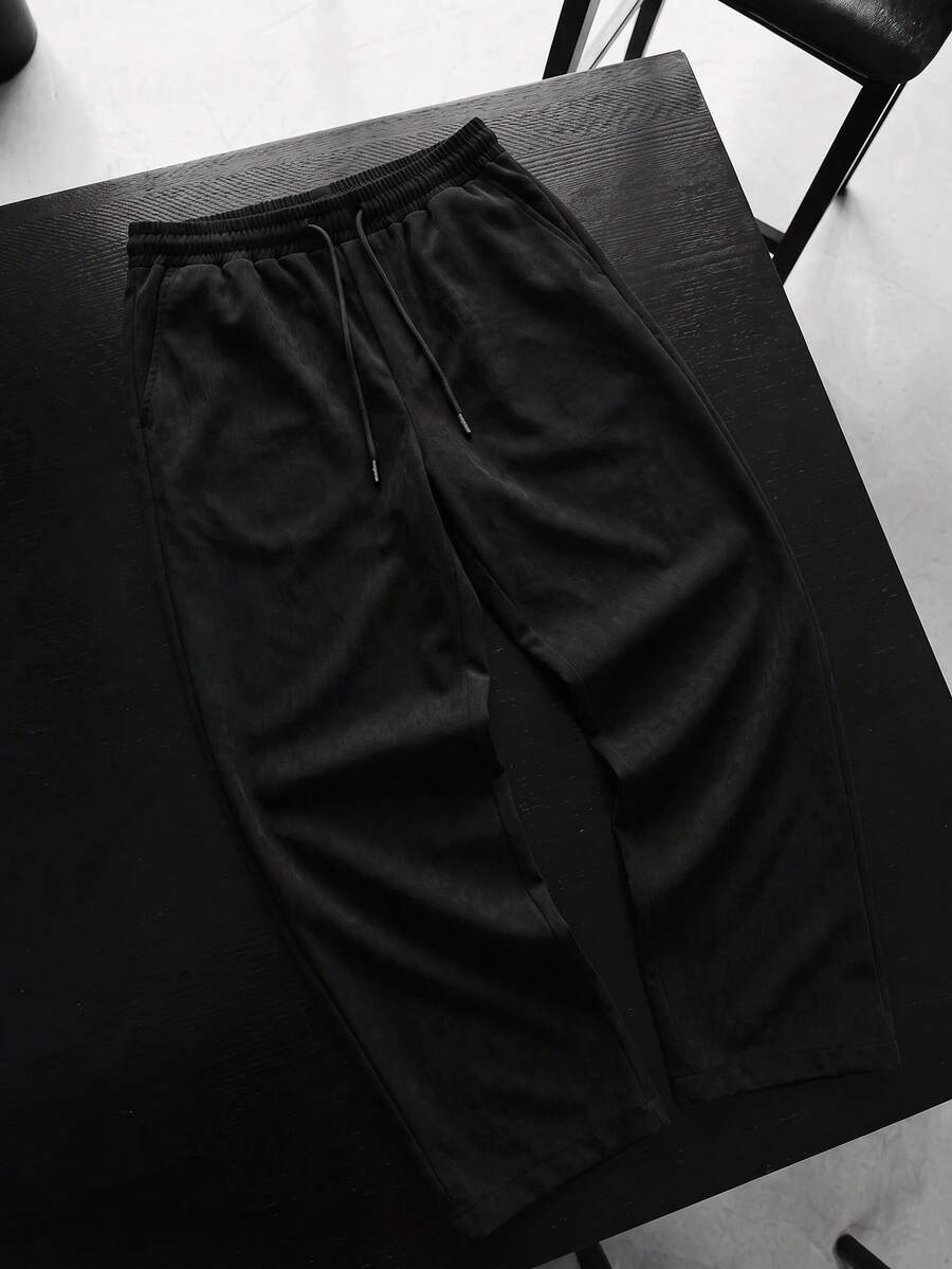 Manfinity CasualCool 男士休閒時尚百搭彈性極簡優雅運動長褲 - 黑色 - 查看 1