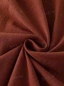 Balvessa 女款棉質V領刺繡長袖襯衫，附袖口扣帶 - 紅木色 - 查看 3