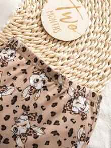 SHEIN Kids Young Girl Cartoon Rabbit Print Short Sleeve T-Shirt And Flare Pants Set Back-To-School School Summer - Multicolor - View 9