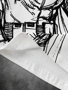 BATMAN X SHEIN Men's Casual Letter & Figure Graphic Round Neck Short Sleeve T-Shirt, Summer - White - View 6