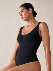 Veilyse 1pc Women's Body Shaper Tummy Control Waist Cincher Butt Lift Seamless Jumpsuit Thong - Black - View 8