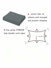 1pc Large Rectangular Waterproof Sun Shade Sail 98% UV Block Outdoor Patio Garden Pool Camping Awning Canopy With Installation Steel Cable Hardware Kit Heavy Duty Tear Resistant Durable Shade Cover For Yard Deck Balcony Carport Party Event Summer - Multicolor - View 3
