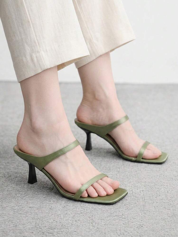 CUCCOO BIZCHIC Thin Heel Sandals, One-Line Design, Casual Dating Temperament Open-Toed Shoes - No. 27 green - View 4
