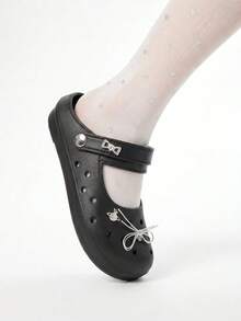 ROMWE Kawaii Women's New Versatile Fashion INS Indoor Home Slippers, Comfortable Outdoor Commute Cute Slip-On Sandals - Black - View 2