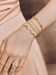 Opalesca Fashion Light Luxury Bracelet - Yellow Gold - View 5