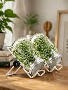 Reusable Stainless Steel Cover With A Bracket And Drainage Channel, Suitable For 86-Millimeter Wide-Mouth Mason Jars, Used For Planting Organic Alfalfa, Broccoli And Mung Bean Seeds. - Mason Jar - View 7
