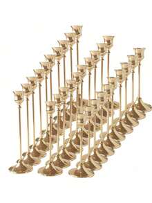 30Pcs Iron Conical Taper Candle Holders, Decorative Tabletop Pillar Candlestick Stands For Wedding Restaurant Party Fireplace, Metal Candle Centerpiece Decor For Home Holiday Festival Indoor Table Ornaments - Gold - View 11