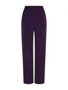 TaskEZ Solid Color Patchwork V-Neck Short Sleeve Top And Pants Scrub Uniform Set - Purple - View 6