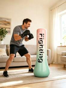 1Pc Portable Foldable Inflatable Punching Bag, Fast Air Adjustment & Stable Rebound Design, Heavy Duty Training Equipment For Boxing, Taekwondo, Karate, Fillable Bottom Stand, Ideal For Home Gym, Training Dojo, Indoor & Outdoor Workout - Multicolor - View 4