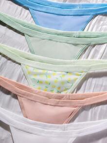 Snug Zone Women's Comfortable Minimalist Thong Panties 5-Pack - Multicolor - View 4
