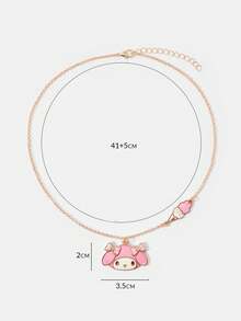 HELLO KITTY AND FRIENDS | SHEIN Nouveau pendentif de poupée nœud mignon de dessin animé créatif, collier exquis 1 pièce, convient pour diverses fêtes, concerts, festivals, cadeau parfait - Doré - Voir 6