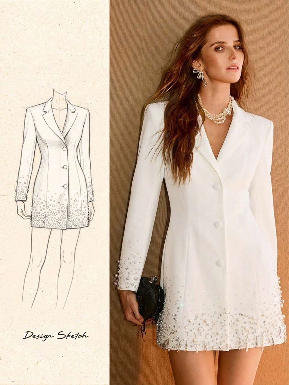 MOTF ELEGANT FAUX PEARL & RHINESTONE EMBELLISHED SHORT DRESS