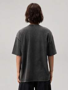 Vaulklash Men Summer Casual Short Sleeve T-Shirt With Letter & Car Graphic Print, For Friends - Dark Grey - View 4