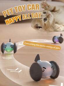 Teckwe Automatic Moving Cat Toy Car, USB Rechargeable Interactive Electric Teaser Toy For Cats, Self-Play Boredom Relief Pet Kitten Chasing Toy 150mAh - Multicolor - View 2