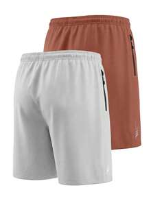 Manfinity Homme Conjunto de 3 piezas para hombre, pantalones cortos minimalistas de verano con cordón y bolsillos - Multicolor - Ver 3